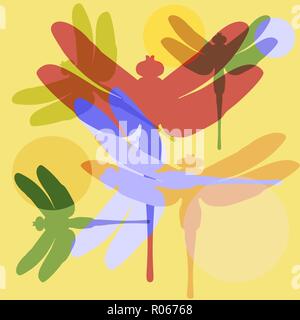 Toy silhouettes seamless patterns with cartoon happy animals. red green and neon light Stock Vector