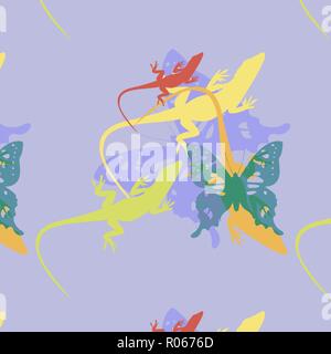 Toy silhouettes seamless patterns with cartoon happy animals. red green and neon light Stock Vector