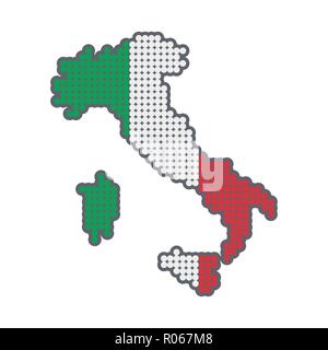 Style map of Italy in colors of Country - Vector illustration on white illustration. Stock Vector