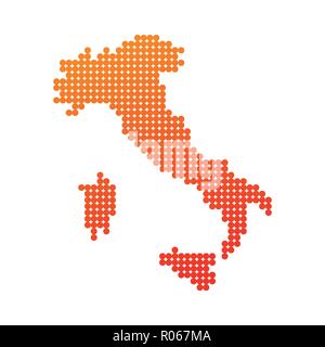 Style map of Italy in orange color - Vector illustration Stock Vector