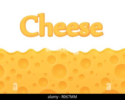 horizontal seamless Cheese background with Copy space at top - Vector Cartoon pattern. Stock Vector