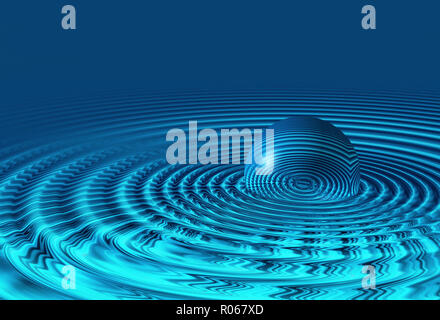 3d water droplet with ripples graphic background Stock Photo