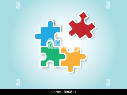 Colored puzzle pieces in series Stock Vector