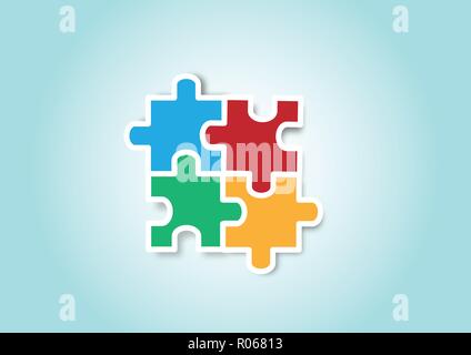 Colored puzzle pieces in series Stock Vector
