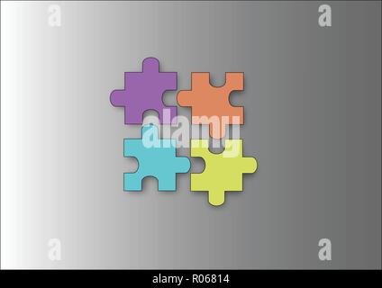 Colored puzzle pieces in series Stock Vector