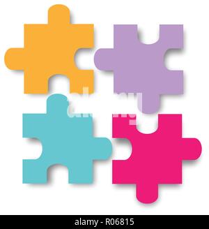 Colored puzzle pieces in series Stock Vector