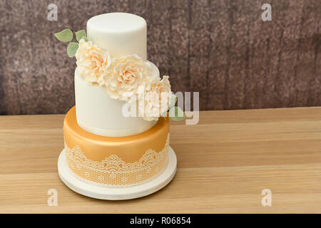 three tier home made cake Stock Photo