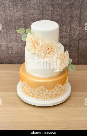 three tier home made cake Stock Photo
