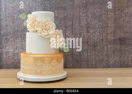 three tier home made cake Stock Photo