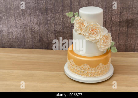 three tier home made cake Stock Photo