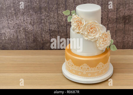 three tier home made cake Stock Photo
