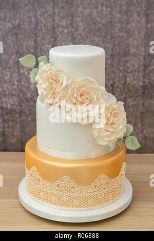 three tier home made cake Stock Photo