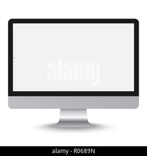 realistic monoblock frame monitor with blank white screen isolated. Stock Vector