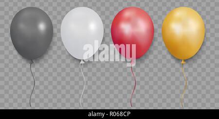Color Glossy Balloons on Transparent Background Vector Illustration ...