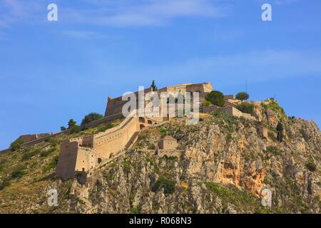 Palamidi Fortress, Old Town of Nafplio, Argolis, The Peloponnese, Greece, Europe Stock Photo