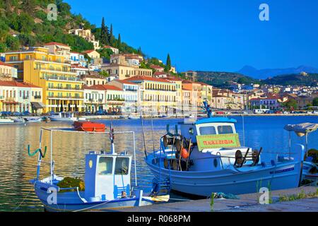 The Harbour at Gytheio, Mani Peninsula, The Peloponnese, Greece, Europe Stock Photo