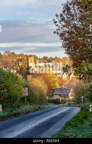 Blockley village in the autumn at sunrise. Blockley, Gloucestershire, Cotswolds, England. Stock Photo