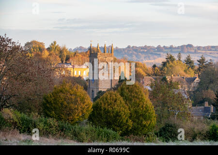 Blockley Church of St Peter & St Paul in the autumn at sunrise. Blockley, Gloucestershire, Cotswolds, England Stock Photo