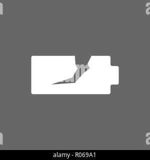 Broken battery icon. Vector illustration, flat design. Stock Vector