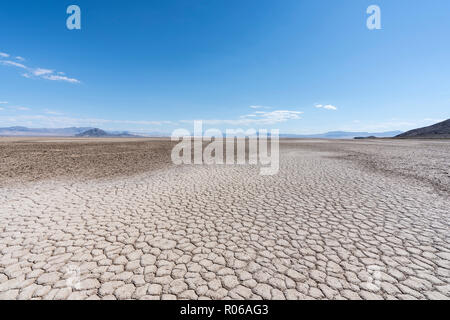 Dry desert lake in the Mojave National Preserve near Zzyzx California. Stock Photo