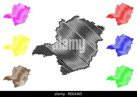 Minas Gerais (Region of Brazil, Federated state, Federative Republic of Brazil) map vector illustration, scribble sketch Minas Gerais map Stock Vector
