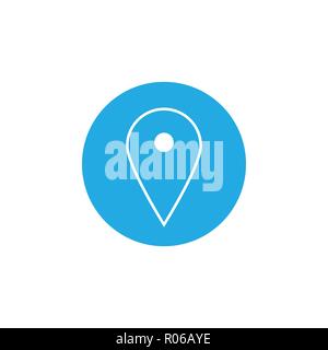 Map pointer icon. GPS location symbol. Flat design. White on blue background. Vektor illustration. Stock Vector