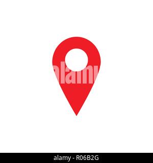 Map pointer icon. GPS location symbol. Flat design. Red on white background. Vektor illustration. Stock Vector
