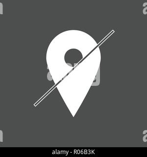 Map pointer icon. Location off. GPS location symbol. Flat design. Grey on white background. Vektor illustration. Stock Vector