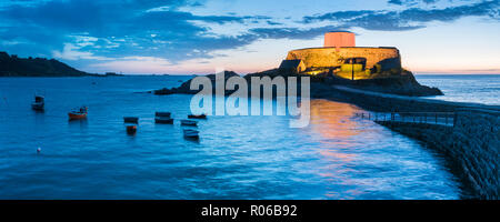 Fort Grey (Cup and Saucer) at night, Guernsey, Channel Islands, United Kingdom, Europe Stock Photo