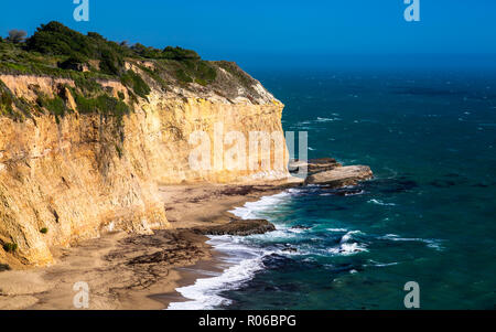 View of beach and cliffs on Highway 1 near Davenport, California, United States of America, North America Stock Photo