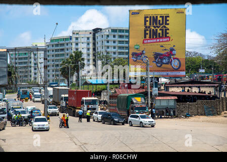 billboards with commercials alongside the street in Kenya, Africa Stock Photo