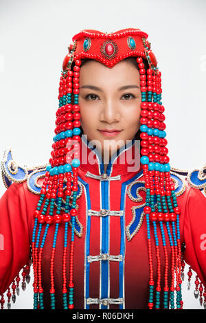Women in the Mongolian costumes Stock Photo