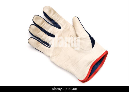 Leather work glove on white background. Stock Photo