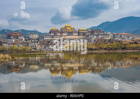 Diqing shangri-la in yunnan pine forest temple Stock Photo