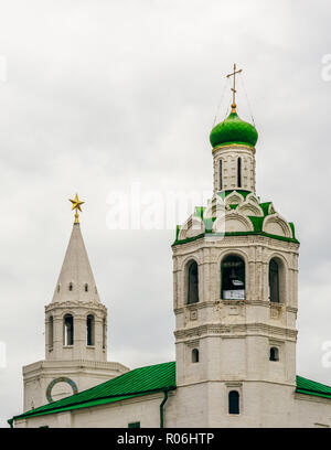 Church of St. John the Baptist Monastery and Savior Tower on Background. Kazan, Russia. Stock Photo