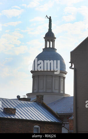 Statue of Lady Justice on Augusta County Courthouse in Staunton, VA, USA Stock Photo