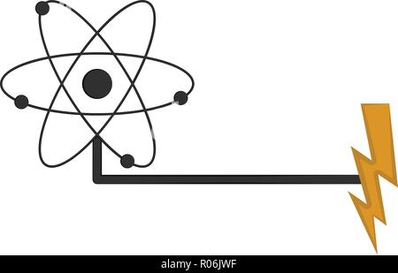 Atom symbol connected to a power symbol Stock Vector