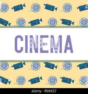 camera with tape reel of cinema pattern vector illustration design Stock Vector