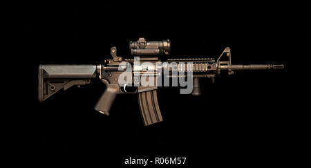 AR-15 assault rifle, also known as the M4 Carbine chambered in caliber 5.56mm (.223).