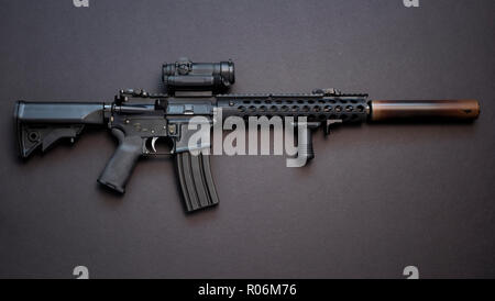 AR-15 assault rifle, also known as the M4 Carbine chambered in caliber 5.56mm (.223).