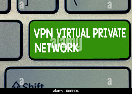 Text sign showing Vpn Virtual Private Network. Conceptual photo Safe Encrypted connection over the Internet. Stock Photo