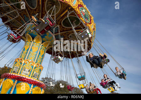 Fairground swings at Wicksteed Park in Kettering,Northants Stock Photo ...