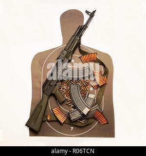 AK-47 assault rifle with high capacity magazine Stock Photo