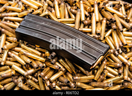 High capacity 30 round ammunition magazine with live ammunition.