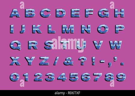 Retro 80's Letters - Metallic Type. Vector Alphabet, Symbols, Numbers Stock Vector