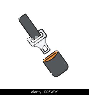 Car seatbelt icon. Flat abstract symbol. Vector illustration. Vehicle safety device. Stock Vector