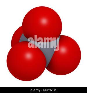 Chromate anion, chemical structure. 3D rendering. Atoms are represented ...