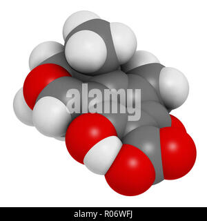 Citrinin mycotoxin molecule. 3D rendering. Atoms are represented as ...