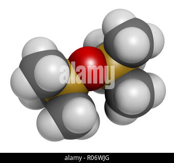 Hexamethyldisiloxane (HDMSO) organosilicon solvent molecule. 3D ...