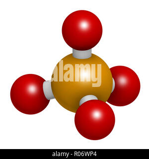 Phosphate anion, chemical structure. 3D rendering. Atoms ...